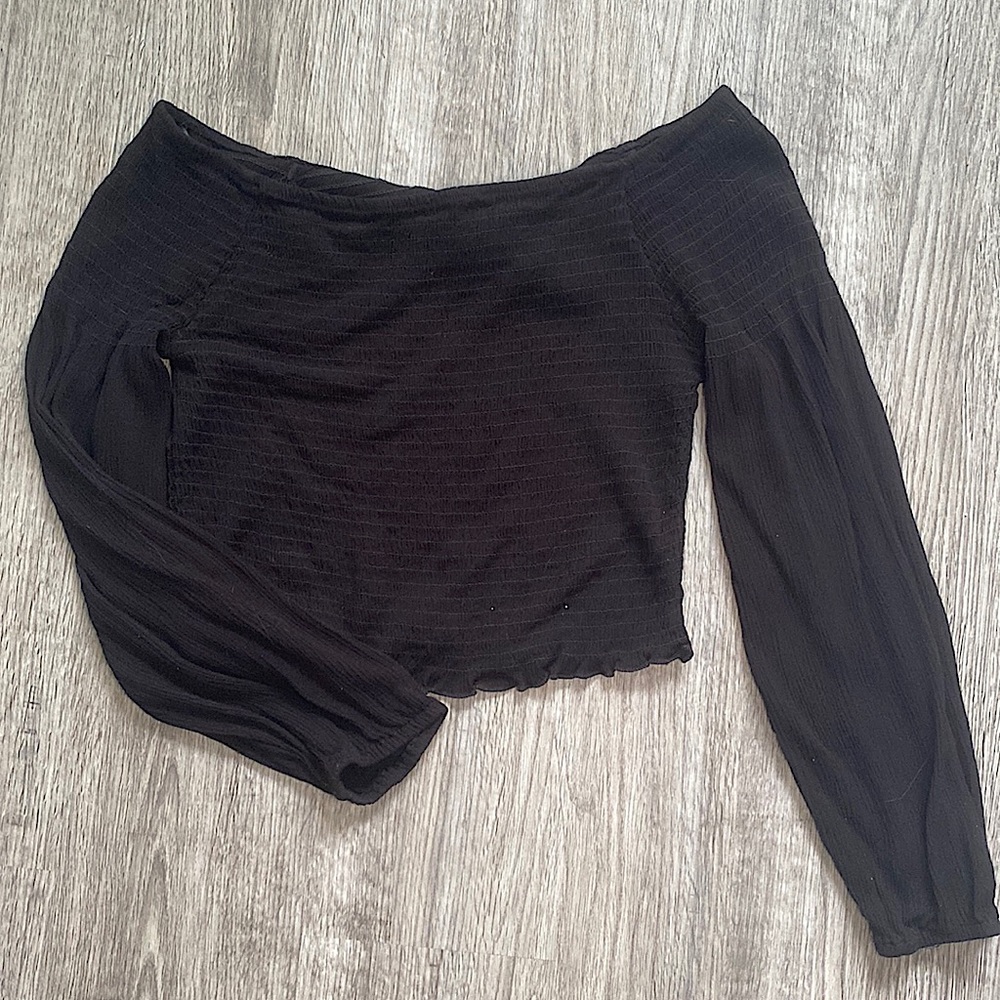 🖤Strapless black long sleeve top, size small🖤